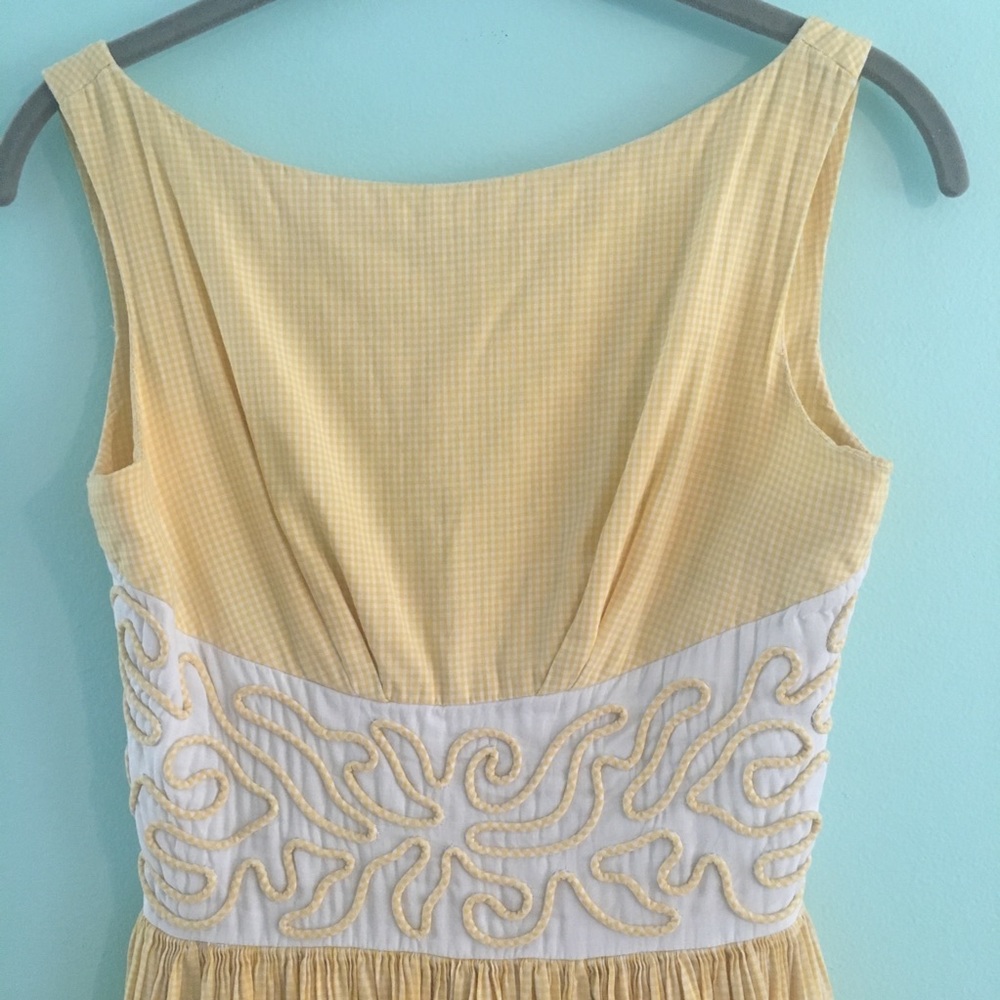 1950s yellow gingham picnic dream dress xs